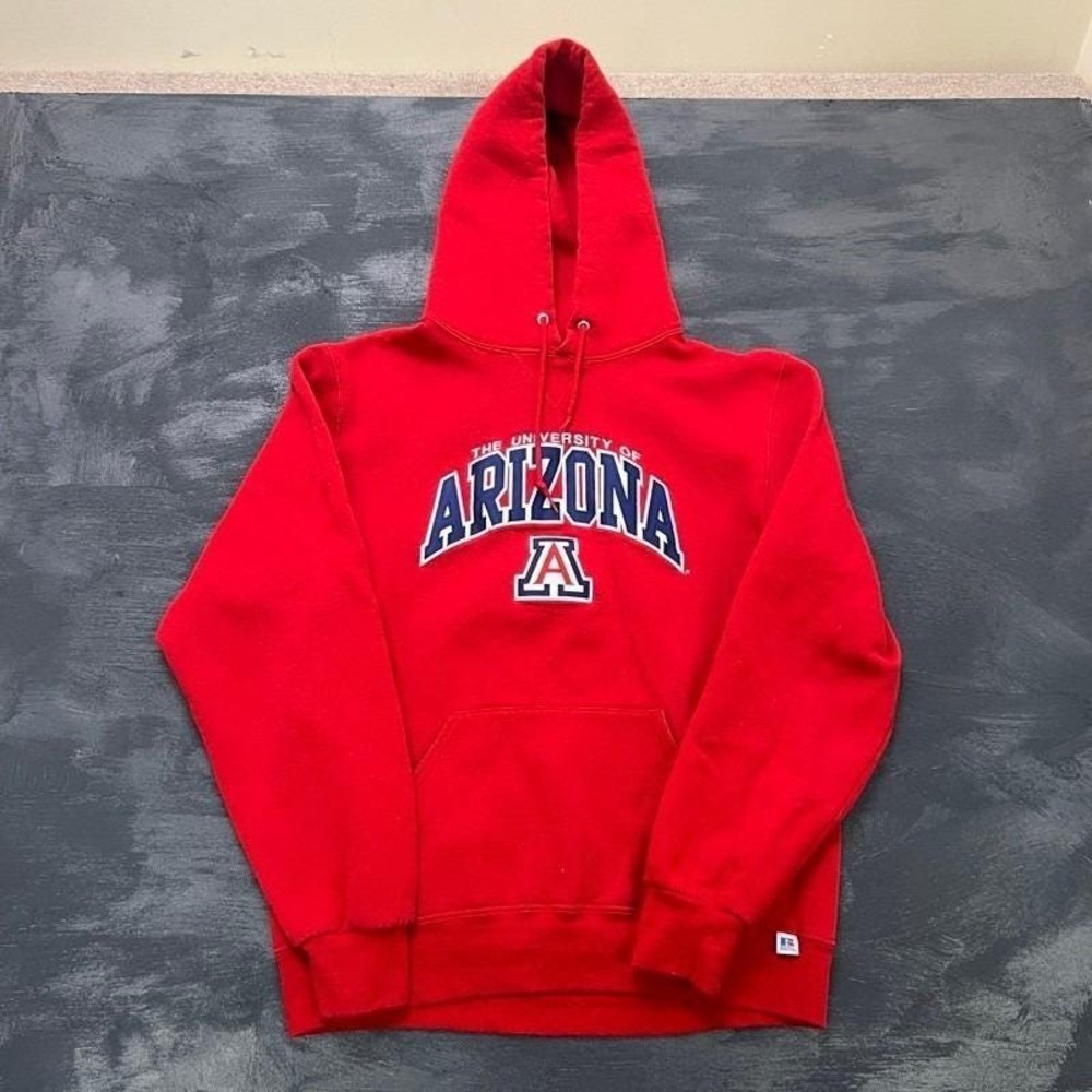 Vintage University Of Arizona Hoodie Mens Medium Red Russell Athletic